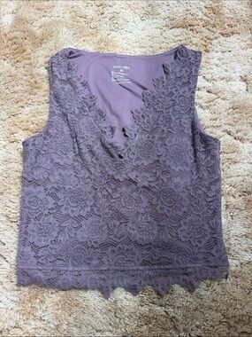 Purple Lace Plunge Top